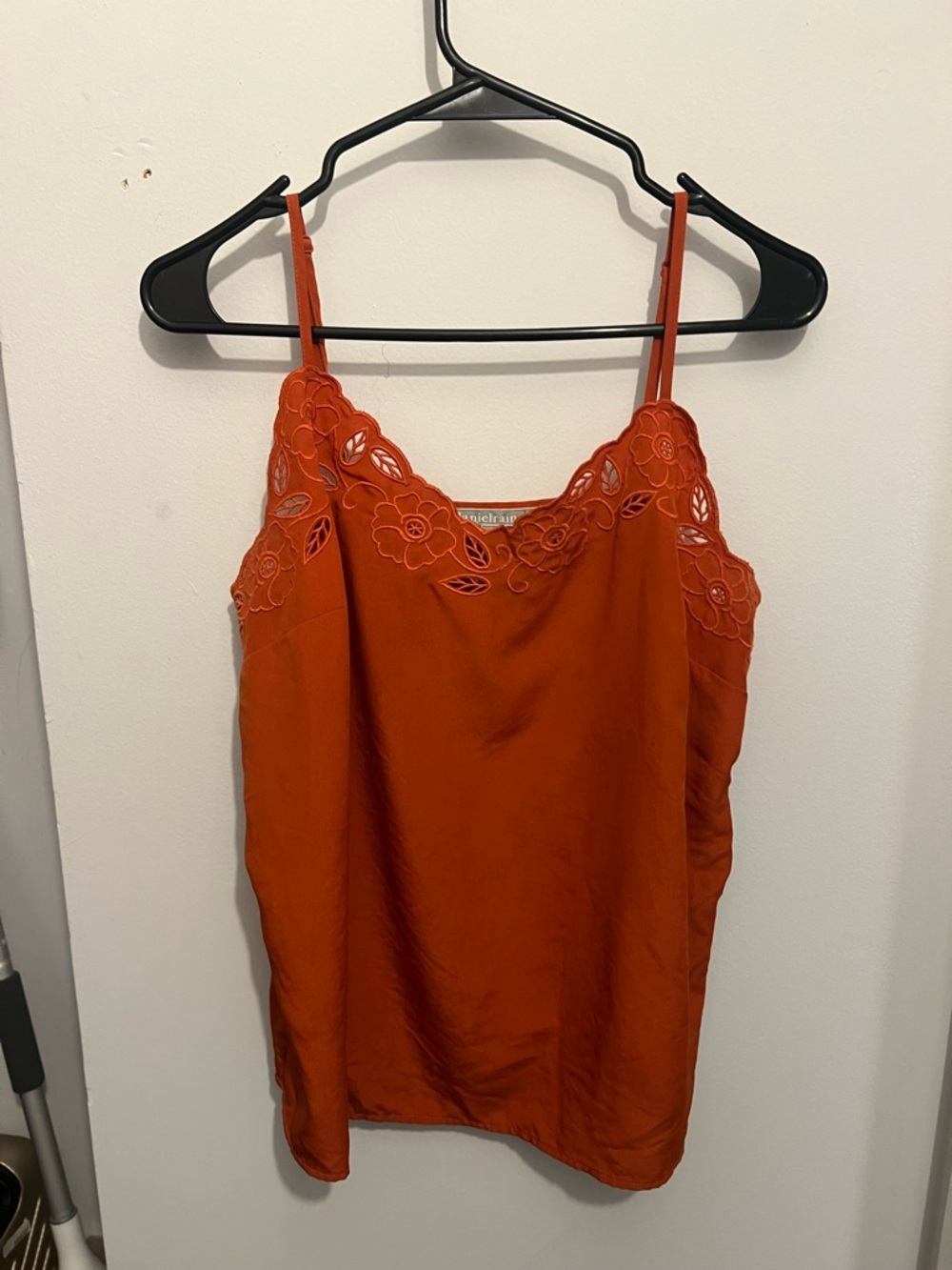 Red Floral Lace-Trim Cami Top